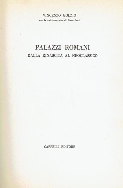 Palazzi romani : dalla Rinascita al Neoclassico - Vincenzo Golzio - copertina