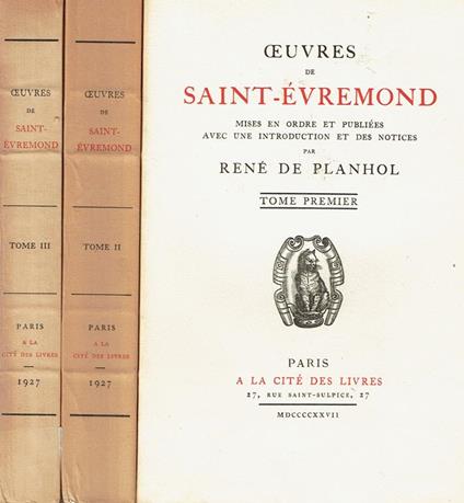 Oeuvres de Saint-Évremond: 3 tomes - copertina