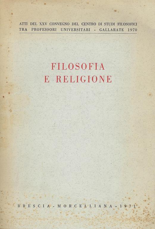 Filosofia e religione - Felice Battaglia - copertina