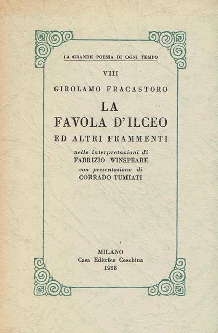 La favola d'Ilceo ed altri frammenti - Girolamo Fracastoro - copertina