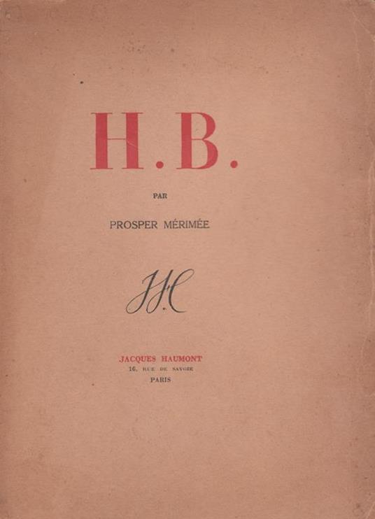 H. B - Prosper Mérimée - copertina