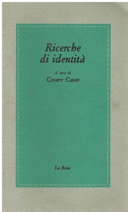 Ricerche di identità - Cesare Cases - copertina