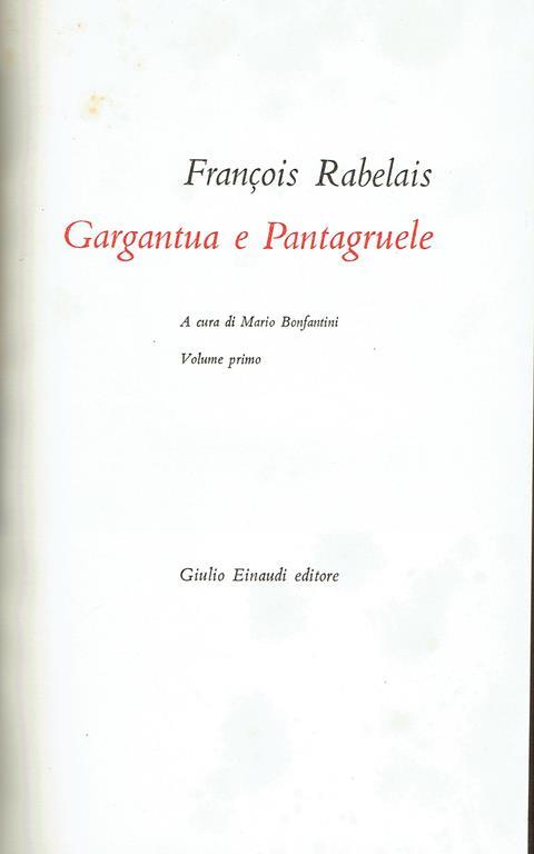 Gargantua e Pantagruele vol. 1 - François Rabelais - copertina