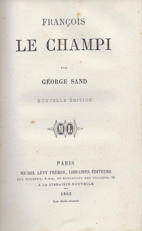 François le champi - George Sand - copertina