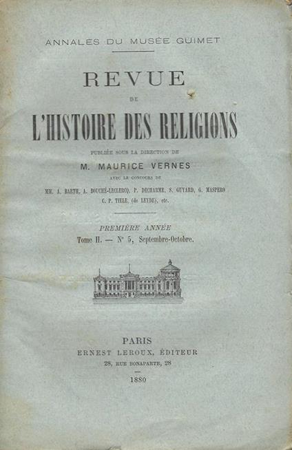 Revue de l'histoire des religions: Annales du Musée Guimet. Première année. Tome II, n.5 Septembre-Octobre - copertina