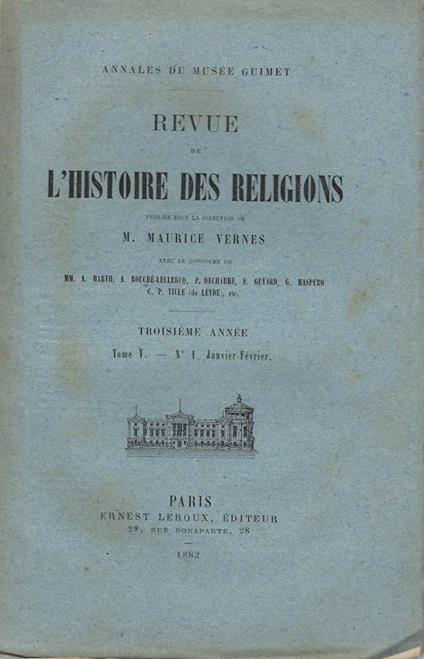 Revue de l'histoire des religions: Annales du Musée Guimet. Troisième année. Tome V, n.1 Janvier-Février - copertina