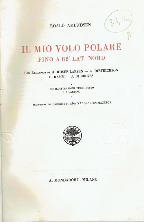 Il mio volo polare fino a 88 lat. nord - Roald Amundsen - copertina