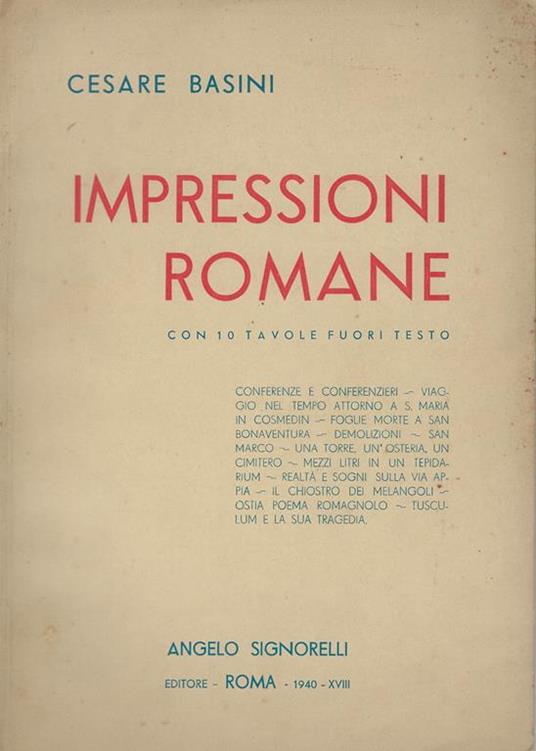 Impressioni romane - Cesare Basini - copertina
