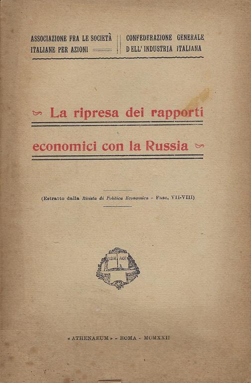 Ripresa dei rapporti economici con la Russia - copertina