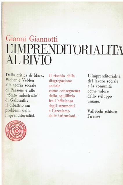 L' imprenditorialità al bivio - Gianni Giannotti - copertina