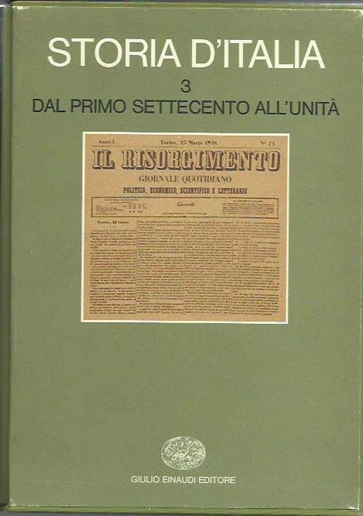 Storia d'Italia 3 - Dal primo settecento all'unità - copertina