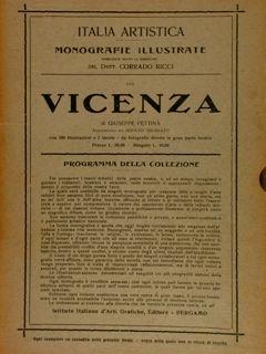 Italia artistica, Monografie illustrate XVII, RICCI C. (direz. di). VICENZA - Giuseppe Pettinà - copertina