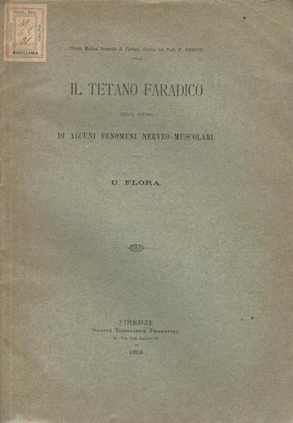 Il tetano faradico nello studio di alcuni fenomeni nerveo-muscolari - copertina