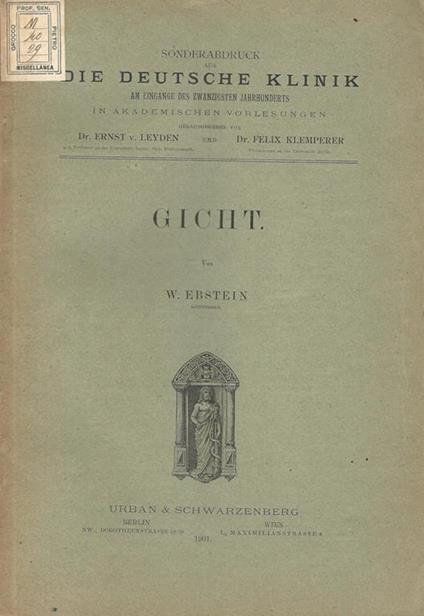 Gicht - Wilhelm Ebstein - copertina
