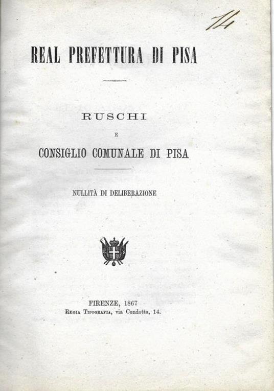 Ruschi e Consiglio Comunale di Pisa. Nullità di deliberazione - copertina