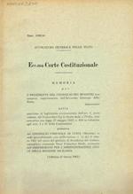 Ecc.ma Corte Costituzionale. Memoria per il Presidente del Consiglio dei Ministri protempore, rappresentato dall'Avvocato Generale dello Stato intervenuto nella questione di legittimità costituzionale dell'art.5, terzo comma, del Concordato fra la Sa