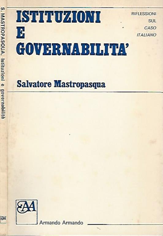 Istituzioni e governabilità - Salvatore Mastropasqua - copertina