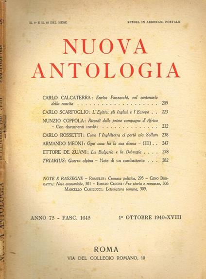 Nuova antologia anno 75 fasc.1645 - Luigi Federzoni - copertina