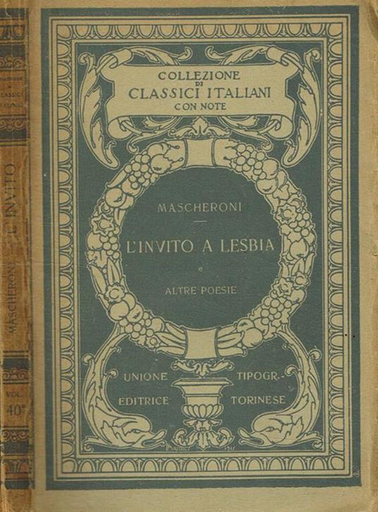 L' invito a Lesbia Cidonia e altre poesie - Lorenzo Mascheroni - copertina