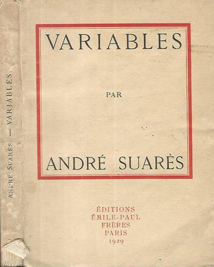 Variables - André Suares - copertina