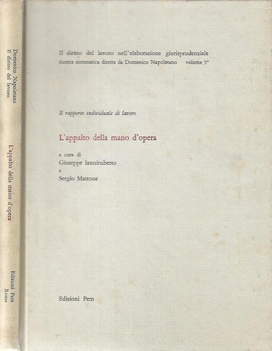 L’appalto della mano d’opera - Giuseppe Ianniruberto - copertina