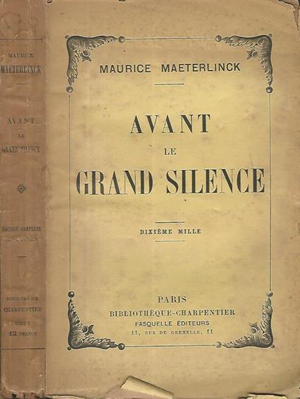 Avant le grand silence - Maurice Maeterlinck - copertina