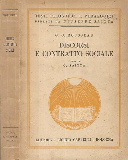 Discorsi e contratto sociale - Jean-Jacques Rousseau - copertina