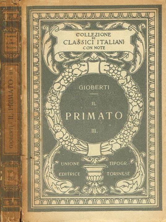 Del primato morale e civile degli italiani vol.III - Vincenzo Gioberti - copertina