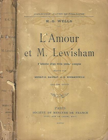 L' Amour et M. Lewisham. Histoire d'un tres jeune couple - Herbert G. Wells - copertina