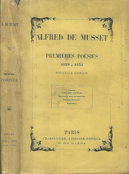 Premieres poesies 1829 a 1835 - Alfred de Musset - copertina