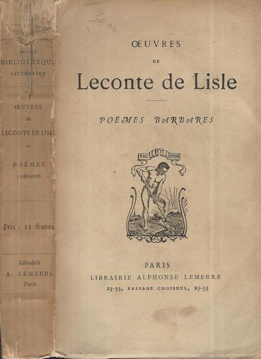 Poemes barbares - Charles Leconte de Lisle - copertina