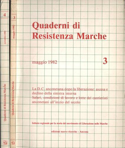 Quaderni di Resistenza Marche Anno 1982 n. 3 - 4 - Libro Usato - Edizioni  Nuove Ricerche - | IBS