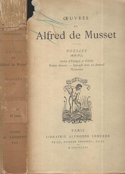 Oeuvres de Alfred de Musset. Poesies 1828-1833 - Alfred de Musset - copertina