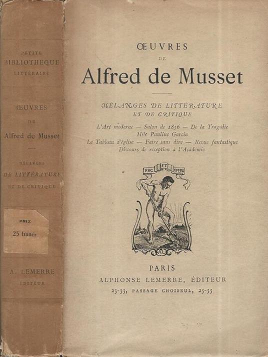 Melanges de litterature et de critique - Alfred de Musset - copertina