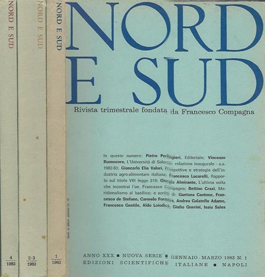 Nord e Sud. Rivista trimestrale diretta da Francesco Compagna - copertina