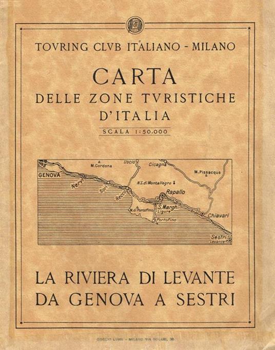 Carta delle zone turistiche d'Italia scala 1:50.000. La Riviera di Levante da Genova a Sestri - copertina