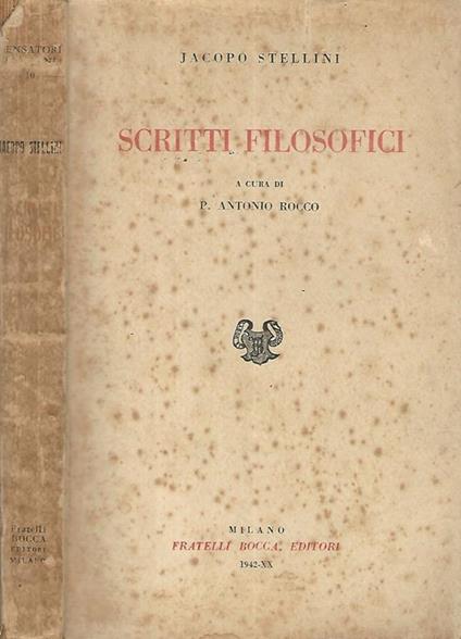 Scritti filosofici - Jacopo Stellini - copertina