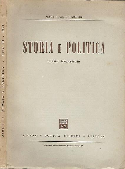 Storia e politica. Rivista trimestrale - copertina