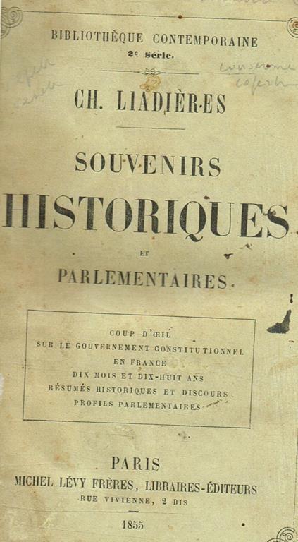 Souvenirs historiques et parlementaires - copertina