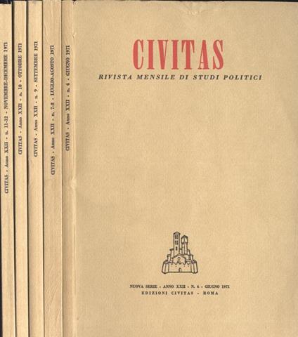 Civitas Anno XXII n. 6, 7 - 8, 9, 10, 11 - 12. Rivista mensile di studi politici - copertina