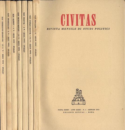 Civitas Anno XXIII n. 1, 3 - 4, 5, 6 - 7, 8, 9, 11 - 12. Rivista mensile di studi politici - copertina