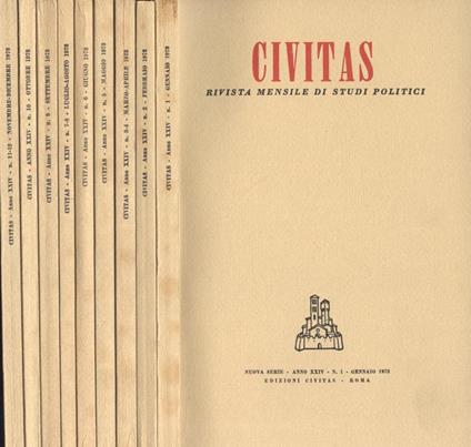 Civitas Anno XXIV n. 1, 2, 3 - 4, 5, 6, 7 - 8, 9, 10, 11 - 12. Rivista mensile di studi politici - copertina