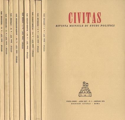 Civitas Anno XXV n. 1, 2, 3 - 4, 5 - 6, 7, 8 - 9, 10, 11, 12. Rivista mensile di studi politici - copertina