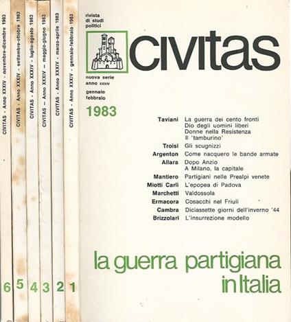 Civitas. vol. 1: la guerra partig. in Italia vol.2: cattolicesimo sociale dell'800 vol. 3 Parlamento vol.4 Mezzogiorno Vol. 5 volont. e coop. Internazionale - copertina