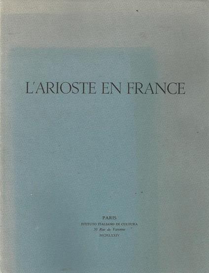 L' Arioste en France - copertina