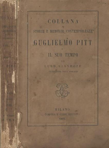 Guglielmo Pitt e il suo tempo - Lord Stanhope - copertina