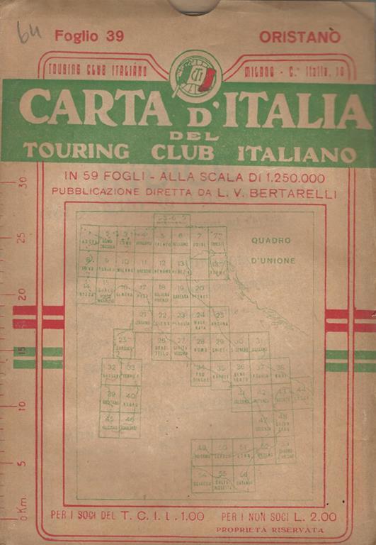 Carta d'Italia. Foglio 39. Oristano - Luigi V. Bertarelli - copertina