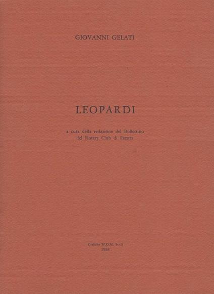 Leopardi - Giovanni Gelati - copertina