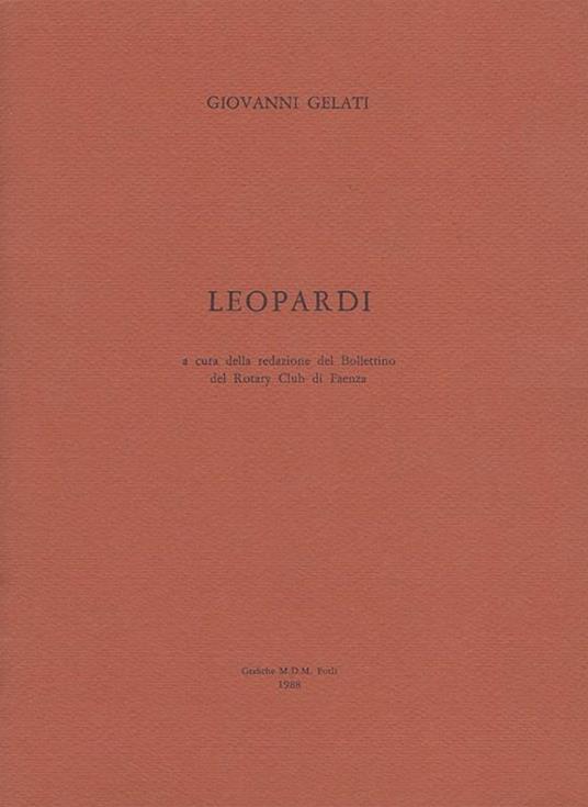 Leopardi - Giovanni Gelati - copertina