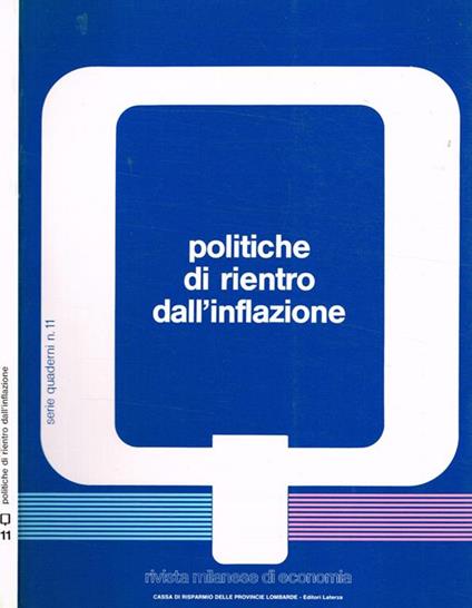 Rivista milanese di economia. Politiche di rientro dall'inflazione - Alberto Mauri - copertina